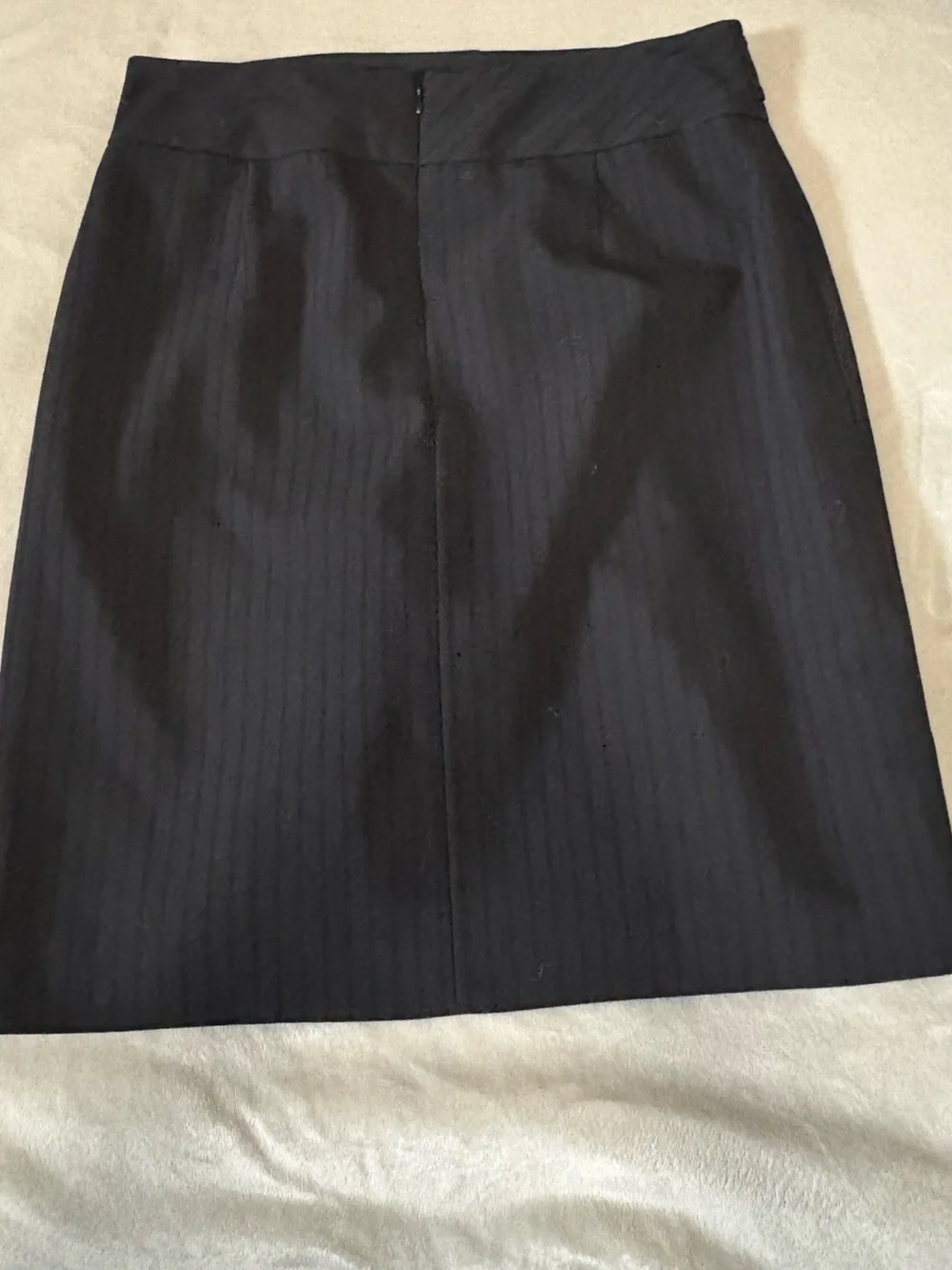 Worthington Black Pinstripe Skirt with Buttoned Waist